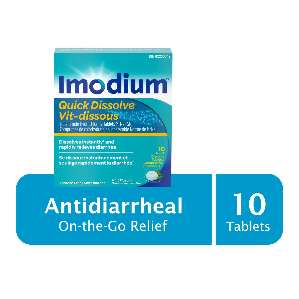 Imodium Quick Dissolve Mint Flavour Tablets 2 mg, 10 Tablets