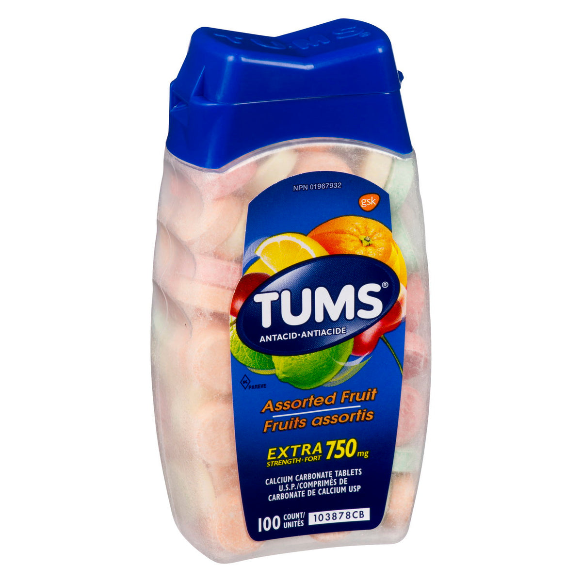 TUMS Extra Strength Assorted Fruit Chewable Tablets, 100 Count