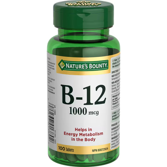 Nature's Bounty Vitamin B-12 1000 mcg Tablets, 100 Count