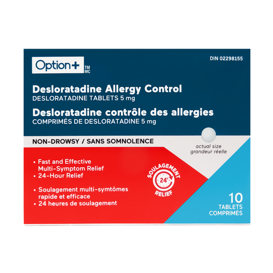 Option+ Desloratadine Allergy Control Tablets 5 mg, 10 Tablets