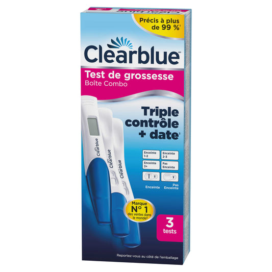 Clearblue Triple Check + Date Pregnancy Test Combo Pack, 3 Tests