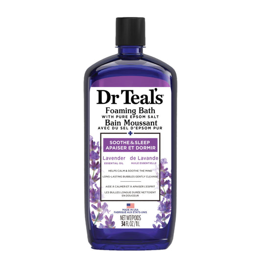 Dr Teal's Foaming Bath with Pure Epsom Salt, Soothe & Sleep with Lavender Essential Oil, 1 L