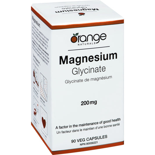 Orange Naturals Magnesium Glycinate 200 mg, 90 Vegetable Capsules