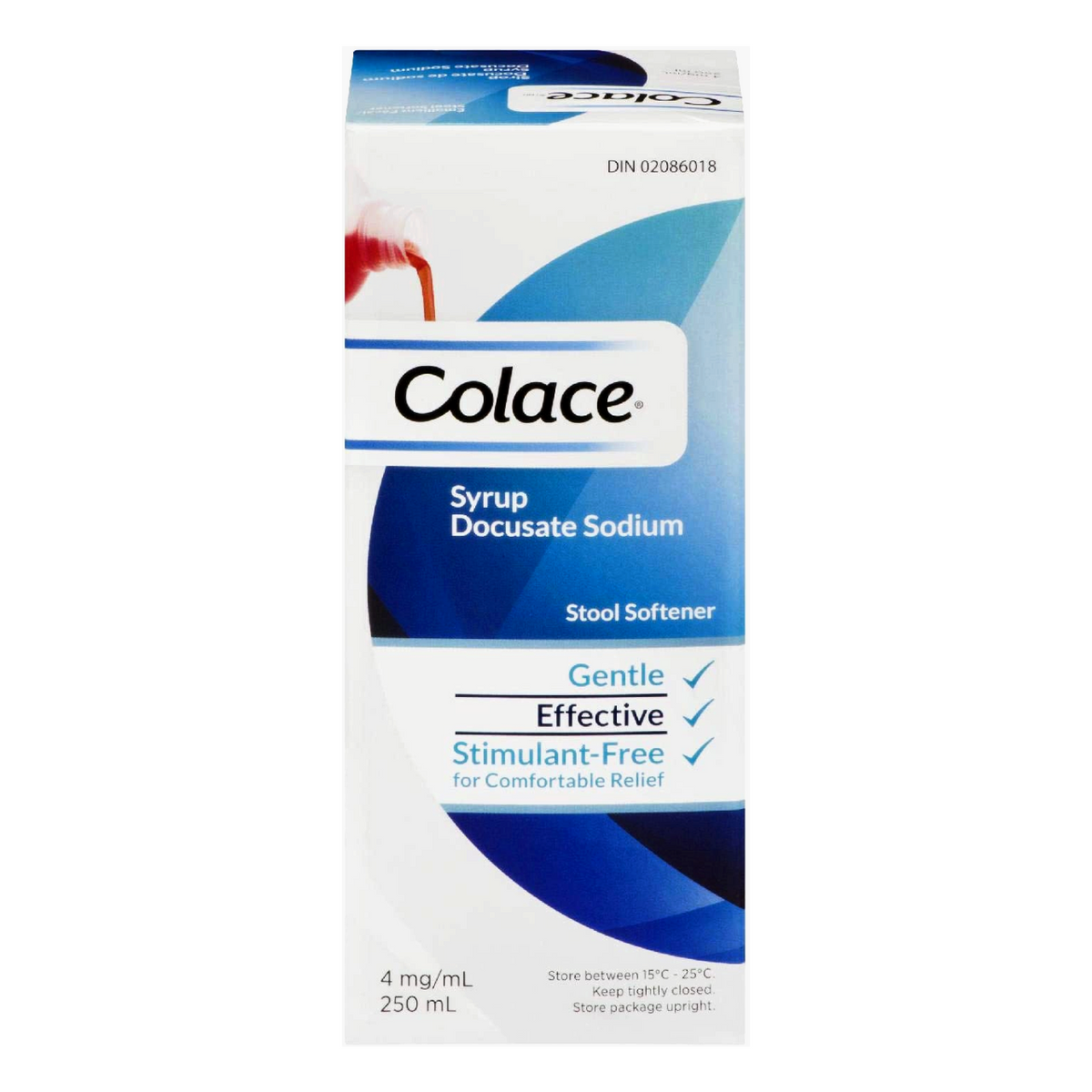 Colace Docusate Sodium Stool Softener Syrup 20 mg/5 mL, 250 mL