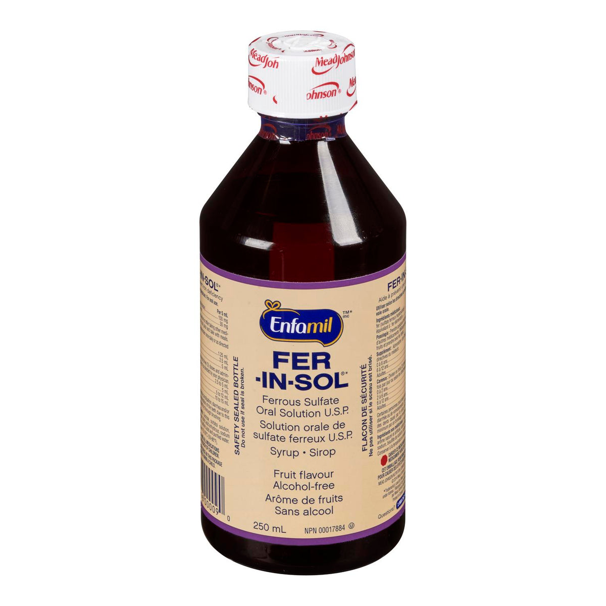 Enfamil Fer-In-Sol Fruit Flavour Ferrous Sulfate Syrup 150 mg/5 mL, 250 mL