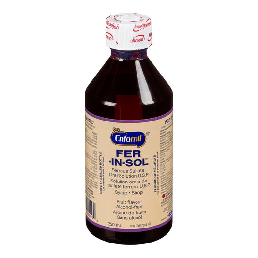 Enfamil Fer-In-Sol Fruit Flavour Ferrous Sulfate Syrup 150 mg/5 mL, 250 mL