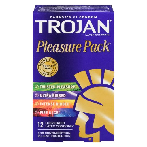 Trojan Pleasure Pack Assorted Lubricated Latex Condoms, 12 Count