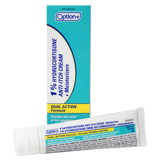 Option+ Hydrocortisone 1% Anti-Itch Cream with Moisturizers, 30 g