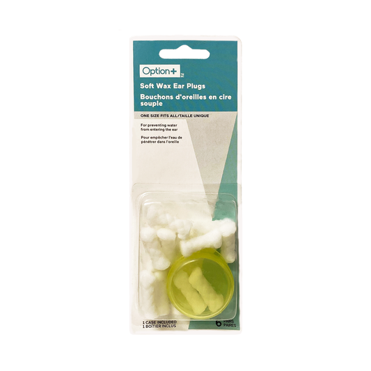 Option+ Soft Wax Ear Plugs with Case, 6 Pairs
