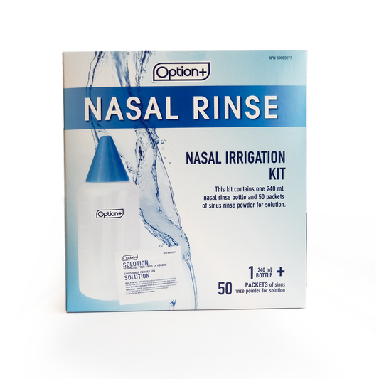 Option+ Nasal Rinse Kit, 240 mL Bottle with 50 Saline Packets