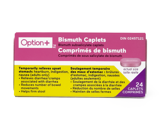 Option+ Bismuth 262 mg Caplets, 24 Count