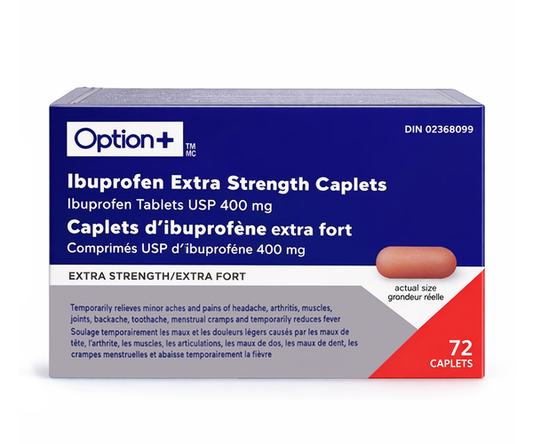 Option+ Ibuprofen Extra Strength Caplets 400 mg, 72 Caplets