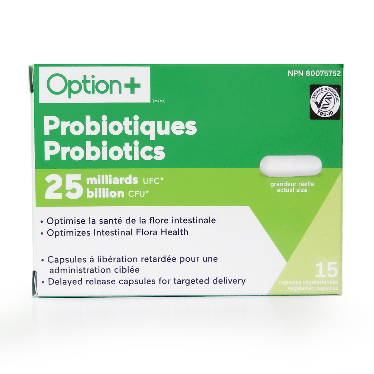 Option+ 25 Billion Probiotics Vegetarian Capsules, 15 Capsules