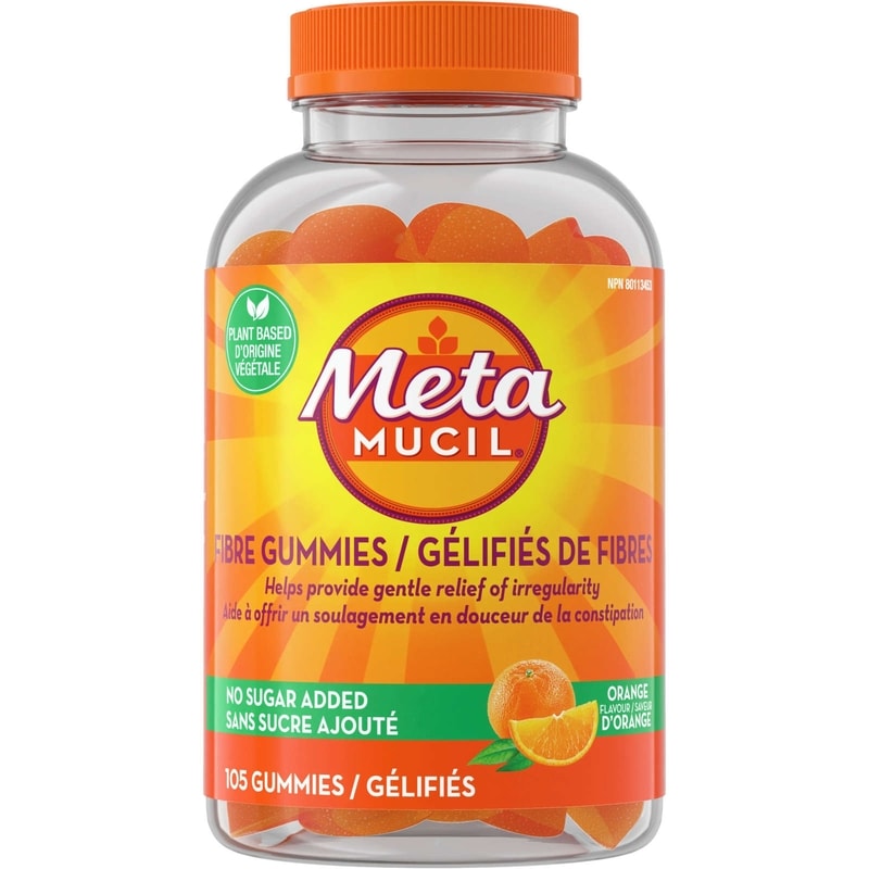 Metamucil Fibre Gummies, No Sugar Added, Orange Flavour, 105 Gummies