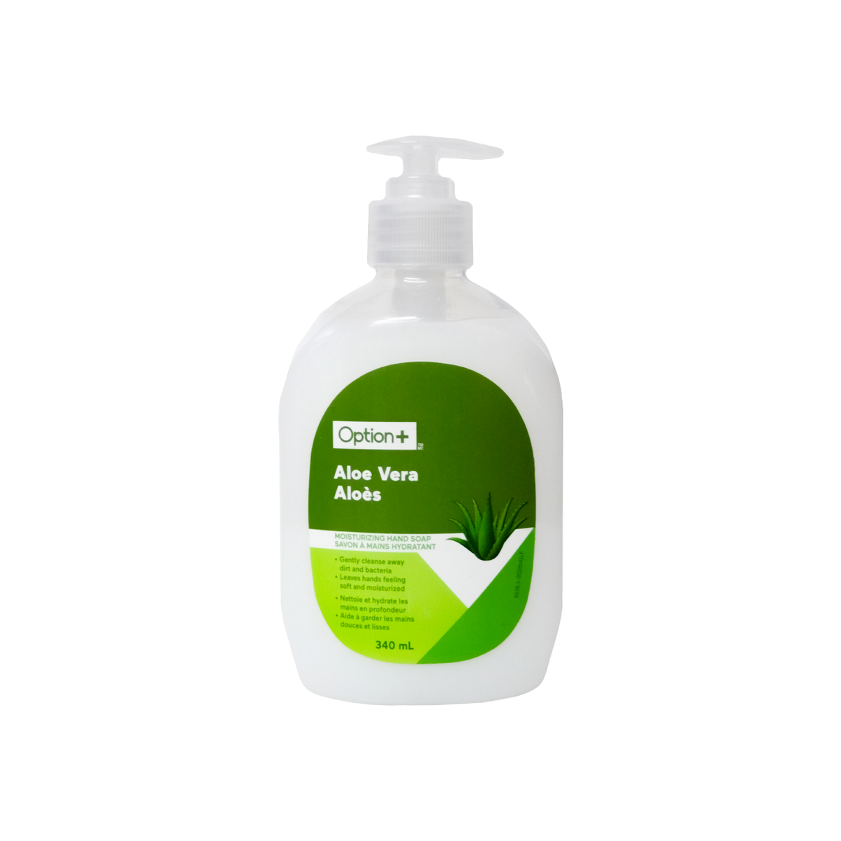 Option+ Moisturizing Aloe Vera Hand Soap with Pump, 340 mL