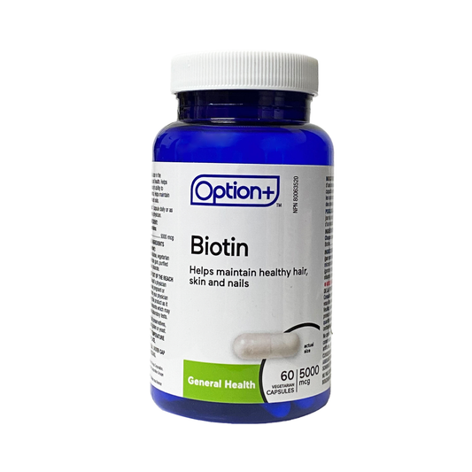 Option+ Biotin 5000 mcg Vegetarian Capsules, 60 Capsules