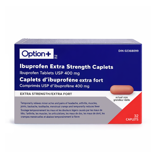 Option+ Ibuprofen Extra Strength 400 mg Caplets, 32 Count