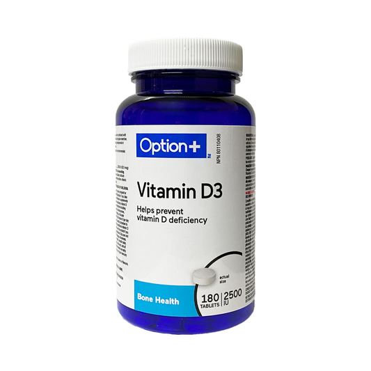 Option+ Vitamin D3 2500 IU Tablets, 180 Count