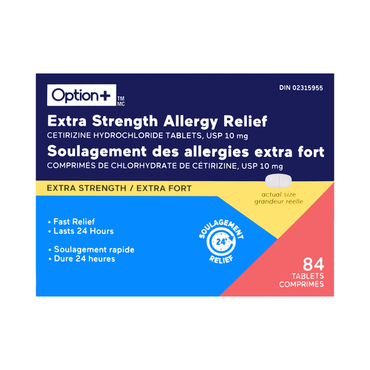 Option+ Extra Strength Allergy Relief Tablets USP 10 mg, 84 Tablets