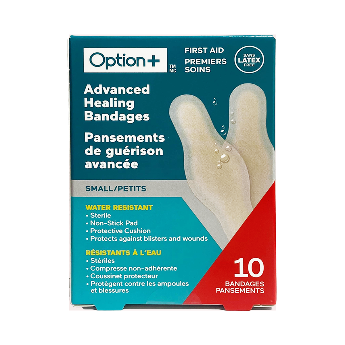 Option+ Advanced Healing Bandages, Small, 10 Bandages