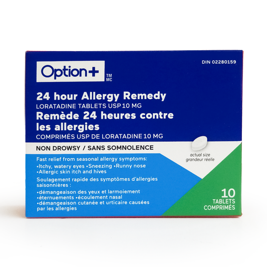 Option+ 24-Hour Allergy Remedy Non-Drowsy Loratadine 10 mg Tablets, 10 Count
