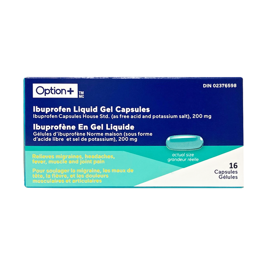 Option+ Ibuprofen 200 mg Liquid Gel Capsules, 16 Capsules