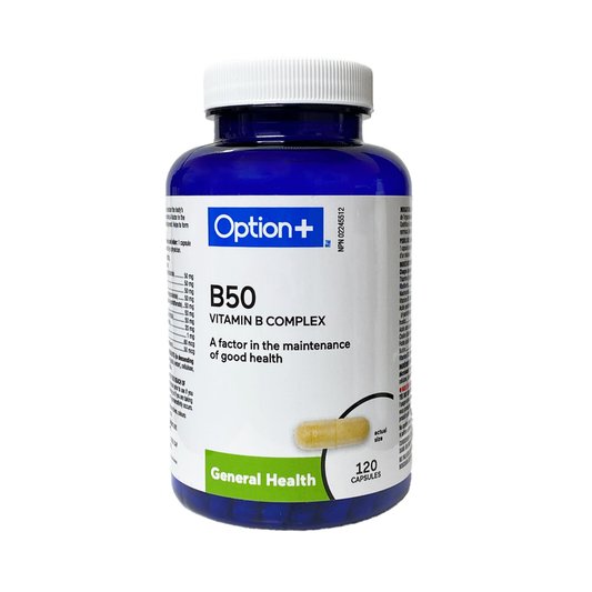Option+ Vitamin B50 Complex Capsules, 120 Capsules