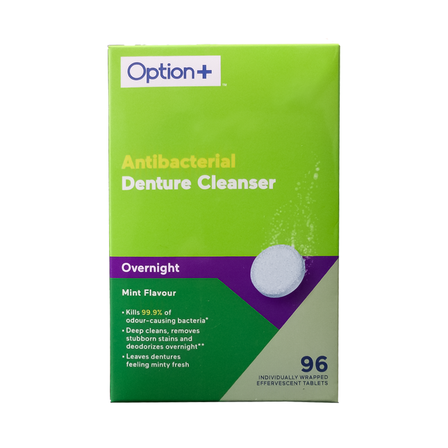 Option+ Denture Cleanser Overnight Tablets, 96 Count