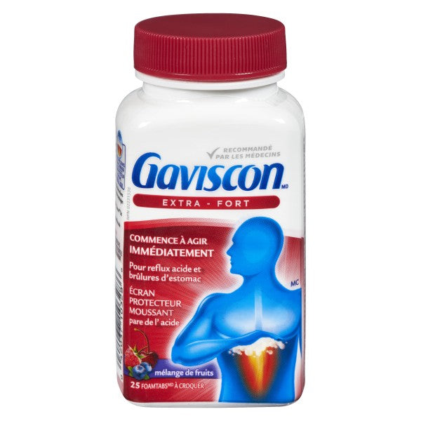 Gaviscon Extra Strength Chewable Foamtabs, Fruit Blend, 25 Count