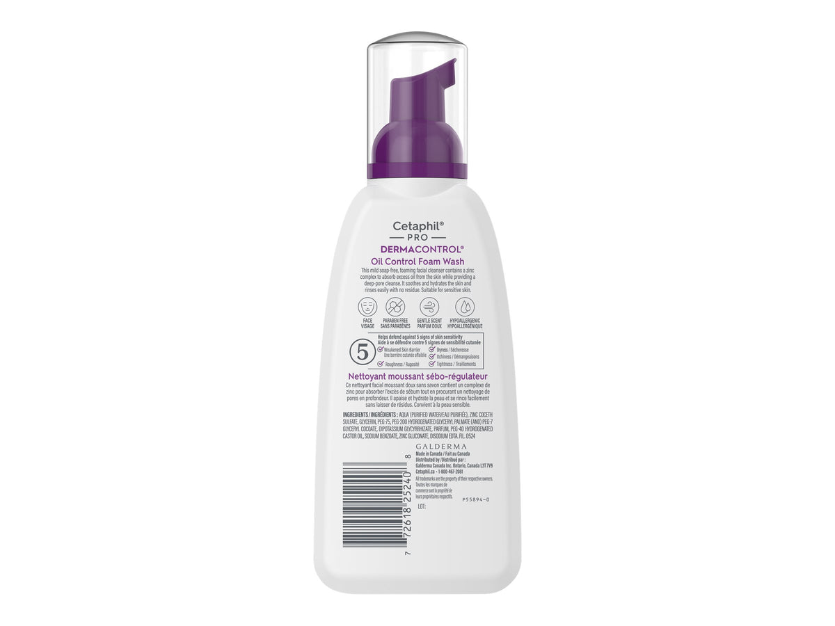 Cetaphil PRO DermaControl Oil Control Foam Wash, 236 mL