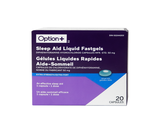 Option+ Sleep Aid Liquid Fastgels 50 mg, 20 Capsules