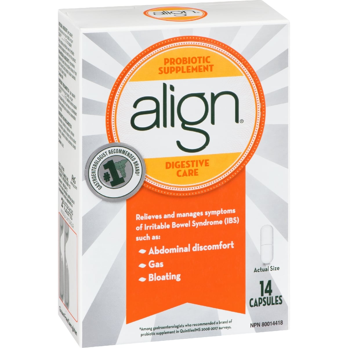 Align Daily Probiotic Supplement for Digestive Care, 14 Vegetarian Capsules
