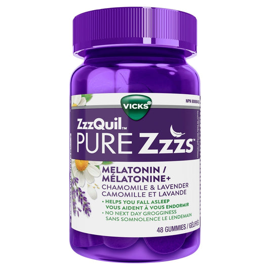 Vicks ZzzQuil PURE Zzzs Wildberry Vanilla Melatonin Gummies, 48 Count