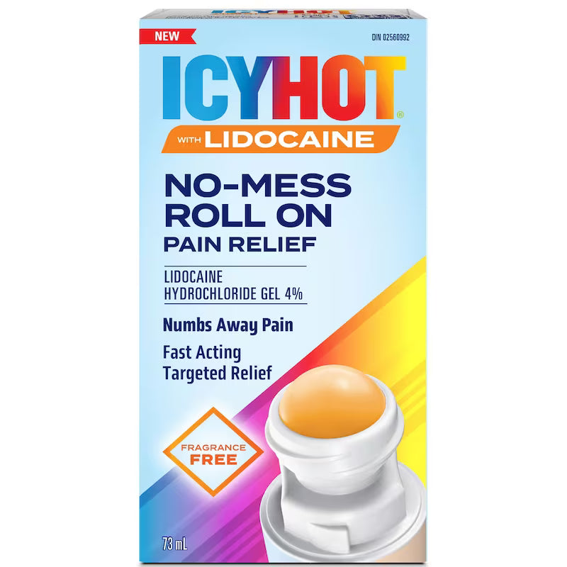 Icy Hot Lidocaine 4% No-Mess Roll-On, 73 mL