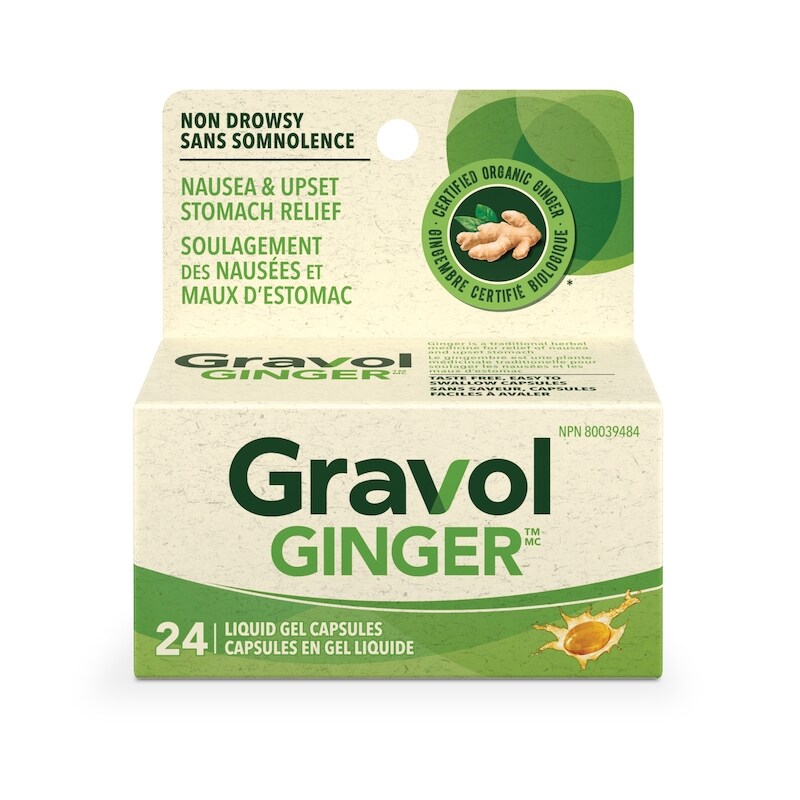 Gravol Ginger Non-Drowsy Liquid Gel Capsules, 24 Capsules