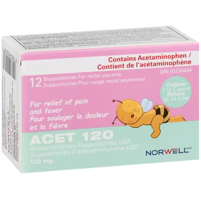 ACET Acetaminophen 120 mg Child Suppositories, 12 Count
