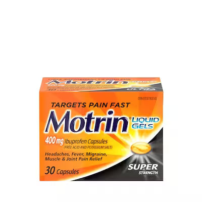 Motrin Super Strength Ibuprofen 400 mg Liquid Gels, 60 Capsules