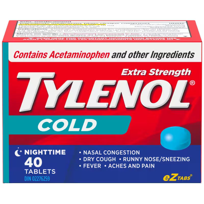 TYLENOL Extra Strength Cold Relief Nighttime eZTabs, 40 Tablets