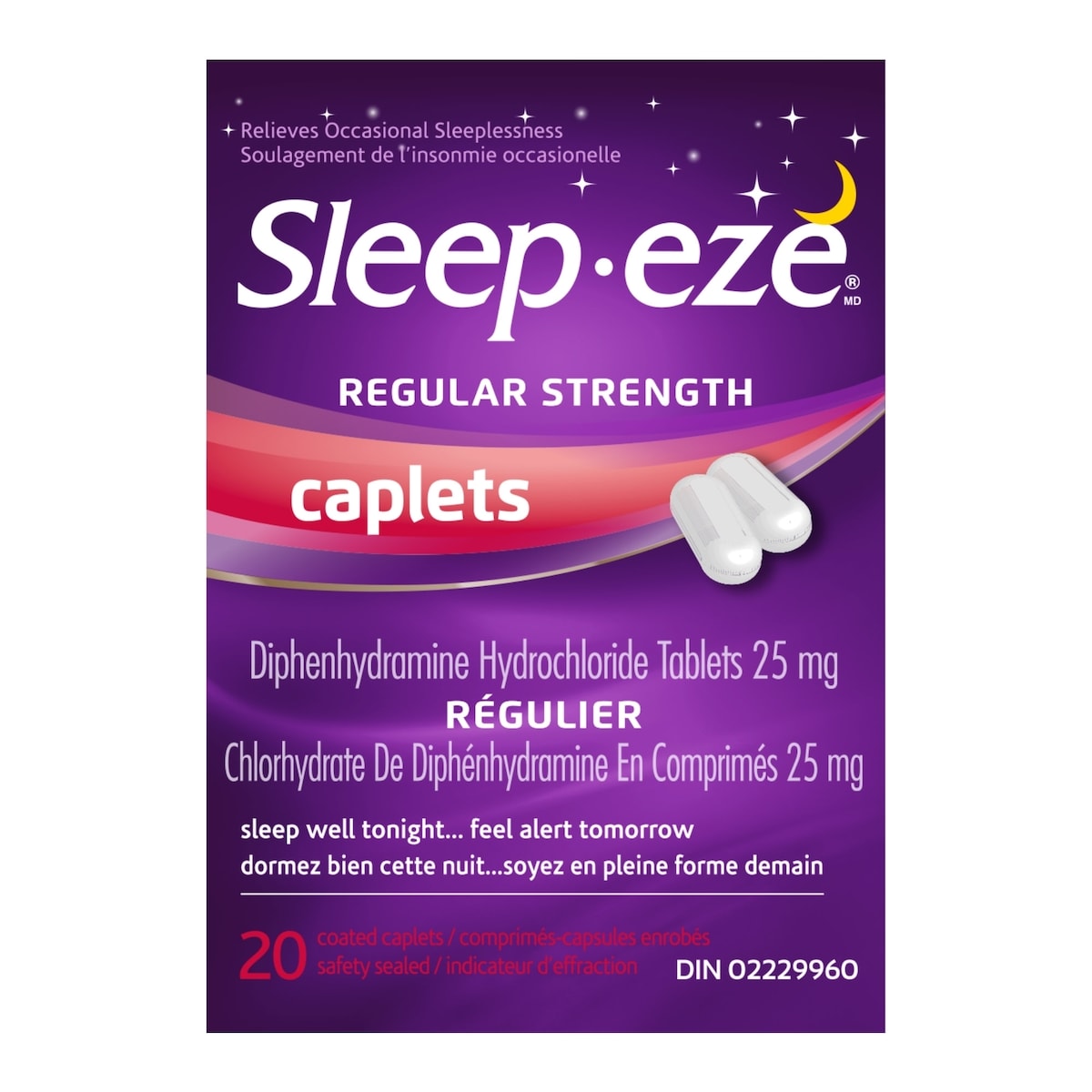 Sleep-Eze Regular Strength 25 mg Coated Caplets, 20 Count