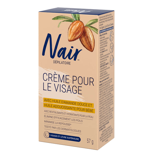 Nair Hair Removal Cream for Face & Upper Lip with Sweet Almond Oil & Baby Oil, 57 g