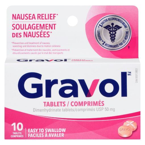 Gravol Easy to Swallow Tablets 50 mg, 10 Tablets