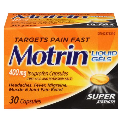Motrin Super Strength Ibuprofen Liquid Gels 400 mg, 30 Capsules
