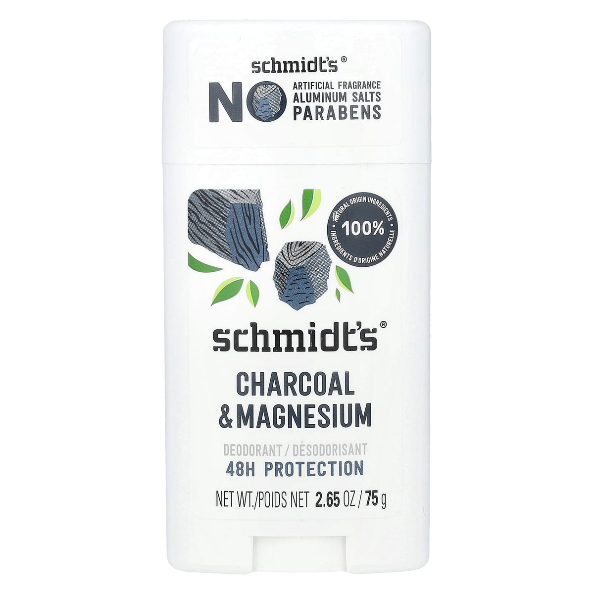 Schmidt's Charcoal + Magnesium Natural Deodorant Stick, 75 g
