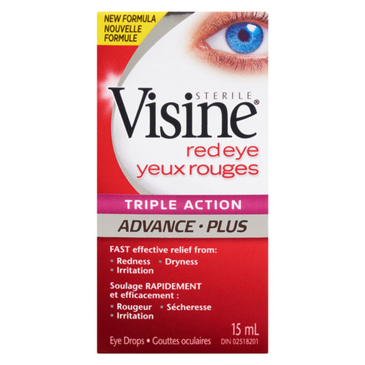 Visine Advance Triple Action Red Eye Drops, 15 mL