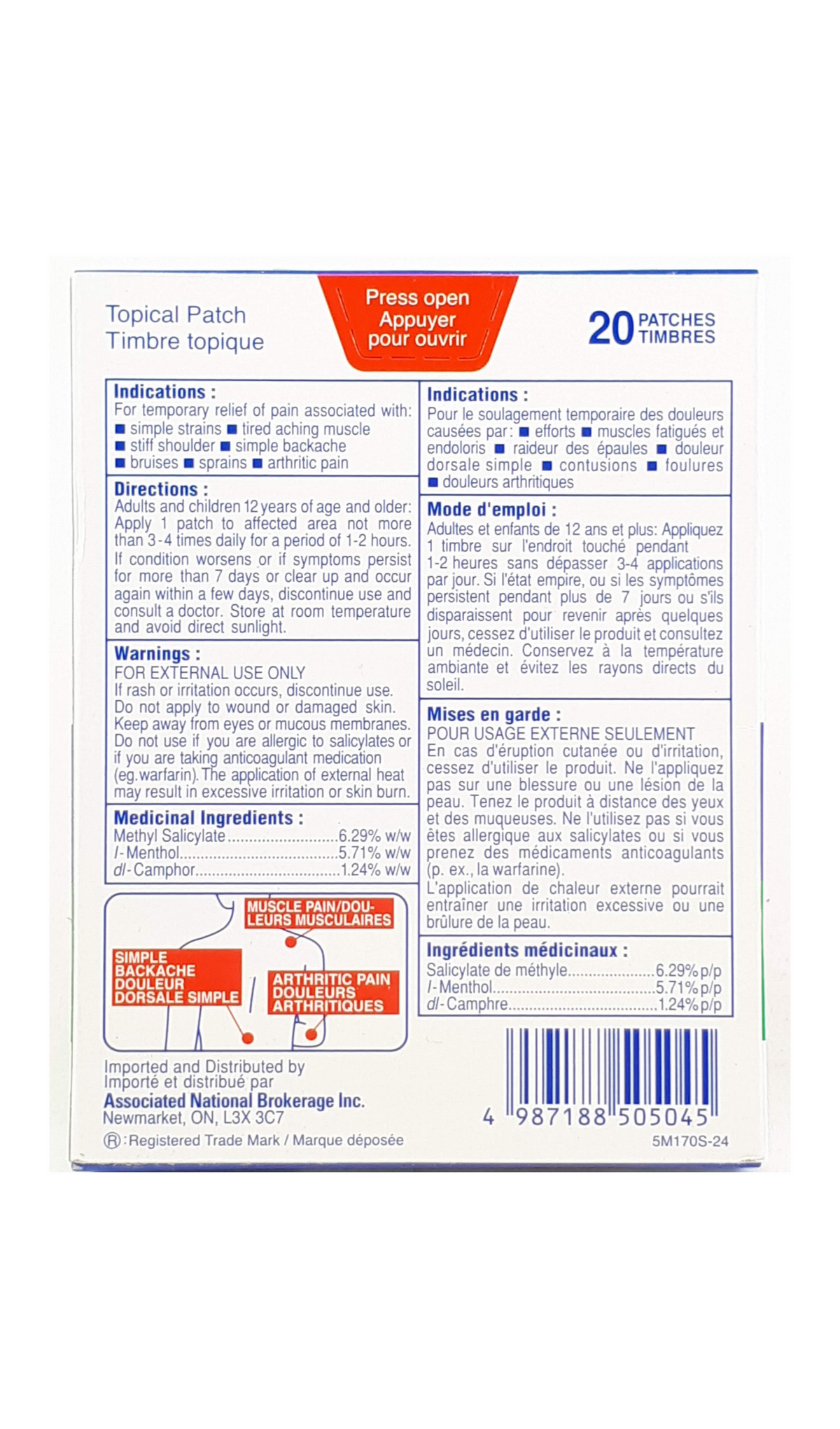 Salonpas Pain Relieving Patch, 20 Patches
