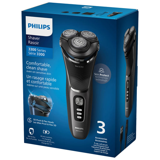 Philips Shaver Series 3300 Wet & Dry Electric Shaver S3343/13, Dark Black
