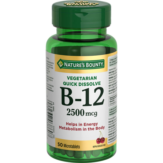 Nature's Bounty B-12 2500 mcg Quick Dissolve Microtablets, 50 Count