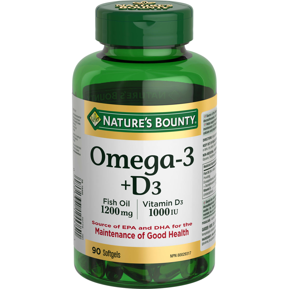 Nature's Bounty Omega-3 + D3, 90 Softgels