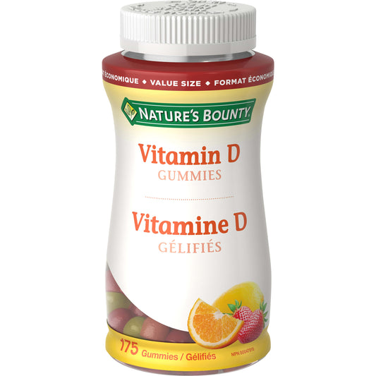 Nature's Bounty Vitamin D3 1000 IU Gummies, Strawberry, Orange & Lemon, 175 Count