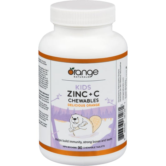 Orange Naturals Kids Zinc + C Chewables, Delicious Orange, 90 Chewable Tablets